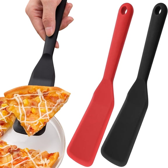 NOGIS 2 Pcs Silicone Omelette Spatula Turner Thin Long Egg Crepe Pancake Spatula Nonstick Heat Resistant Cooking Spatula for Cooking Omelet Pancake Burgers Pizza Steak Omelet Crepes