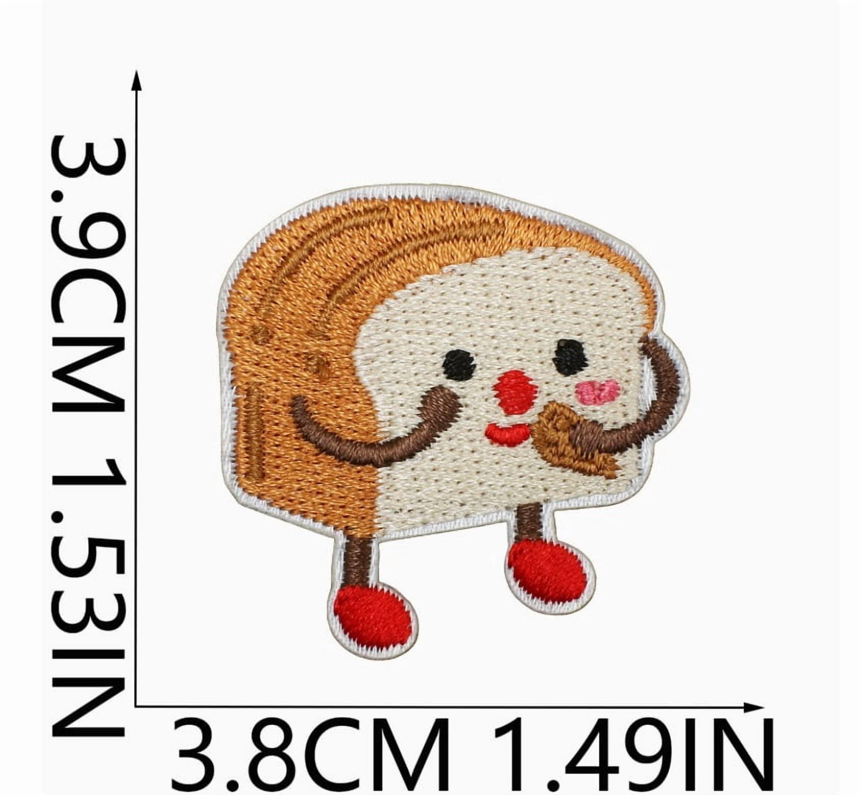 Cute Toast Cookies Embroidered Cloth Stickers - 13 Pieces Cartoon Dessert Labels for Clothes and Bags Decoration
