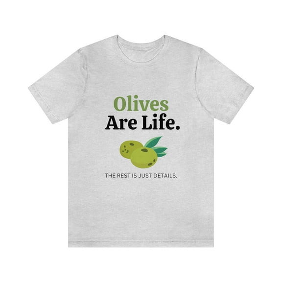 Olives Are Life T-shirt Unisex, Funny Olive Lover Short Sleeve Nostalgic Tee, Gray, Large