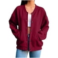 thumbnail image 4 of FDGIU Women's Solid Snap Button Jacket, Drop Shoulder Rib Cuff Long Sleeve Oversized Casual Sweatshirt Coat with Side Pockets for Spring Fall Daily Lounge Layering, 4 of 8