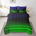 thumbnail image 2 of jejeloiu Vintage Striped Print 7pcs Bedding Comforter Set,Abstract Geometric Pattern Queen Bedding Sets,Green Black Blue Queen Sheet Sets For Adult,Breathable Home Decor Reversible, 2 of 8