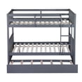thumbnail image 4 of Rubber Wood Bunk Beds Full Over Full Size with Trundle, Ladder and Guardrails, Convertible to 2 Full Size Beds, with Twin Size Trundle, Dark Grey, 4 of 10