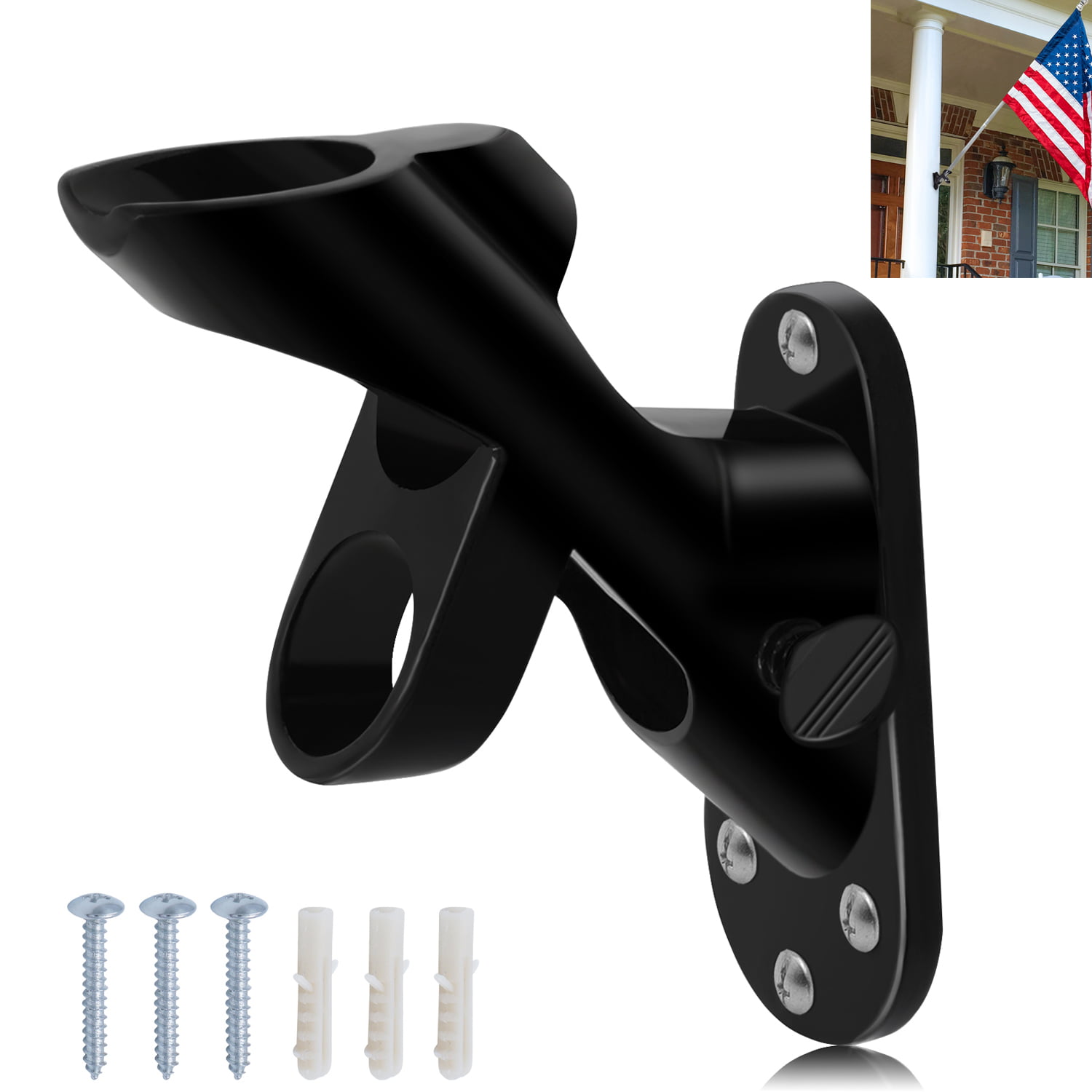 Flag Pole Bracket Cast Iron Black Two-PositionFlag Wall Mount House And Estate F 