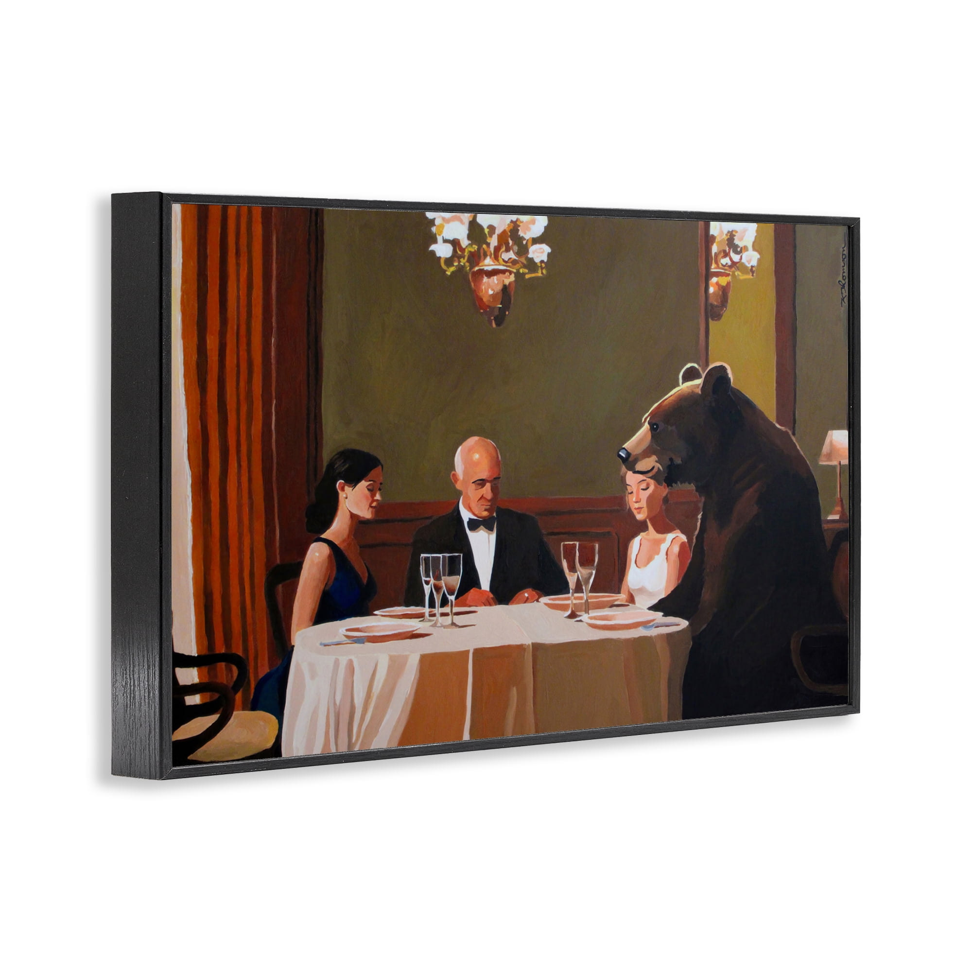 Dinner Guests & Steve Black Framed Giclee Art, design by Keith Thomson