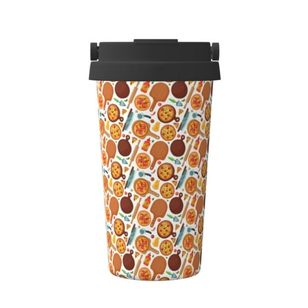 

Pofeuu Hot Fresh Pizza Print Coffee Mug Iced Coffee Tumbler Cup Double Wall Vacuum Leak-Proof Thermos Mug CoffeeThermos Travel Mug