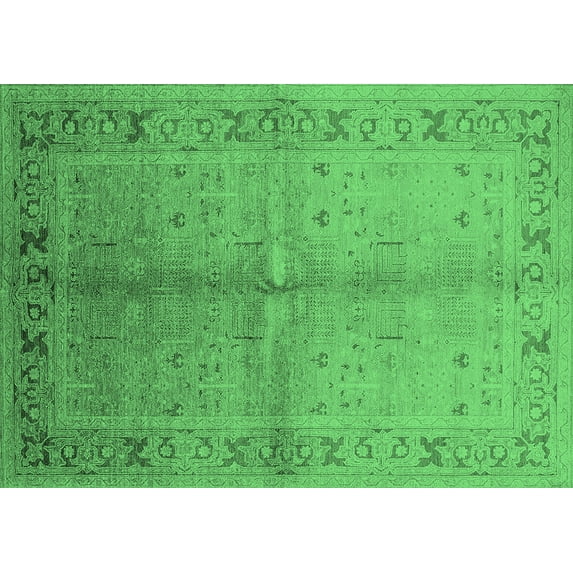 Ahgly Company Indoor Rectangle Oriental Emerald Green Traditional Area Rugs, 8' x 10'