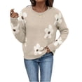 thumbnail image 2 of Yokua Women's Floral Pattern Round Neck Long Sleeve Casual Loose Knit Sweater, 2 of 9