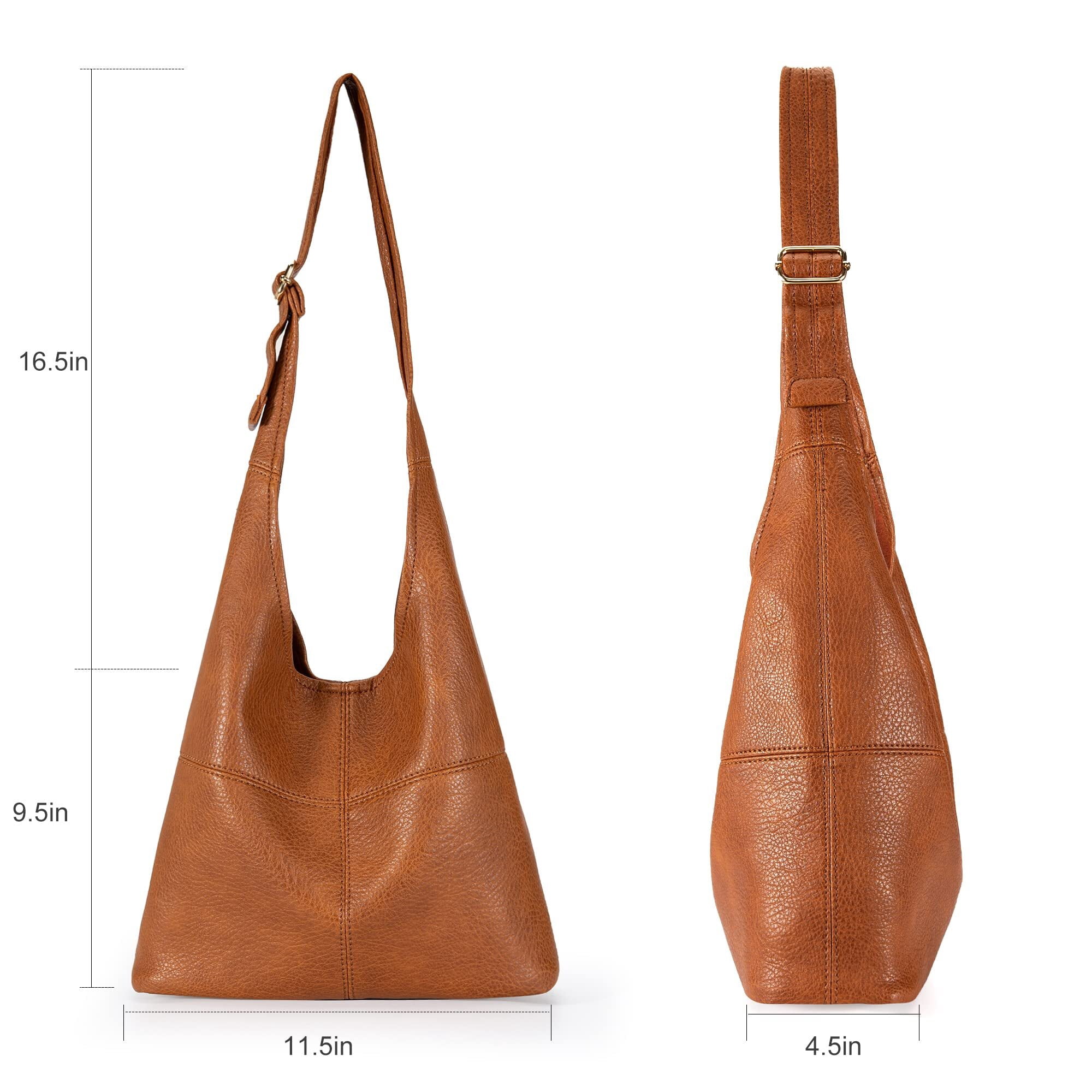 Montana West Hobo Bags Purse for Women Ultra Soft Foldable Shoulder Slouchy Handbags with Cosmetic bag, Brown