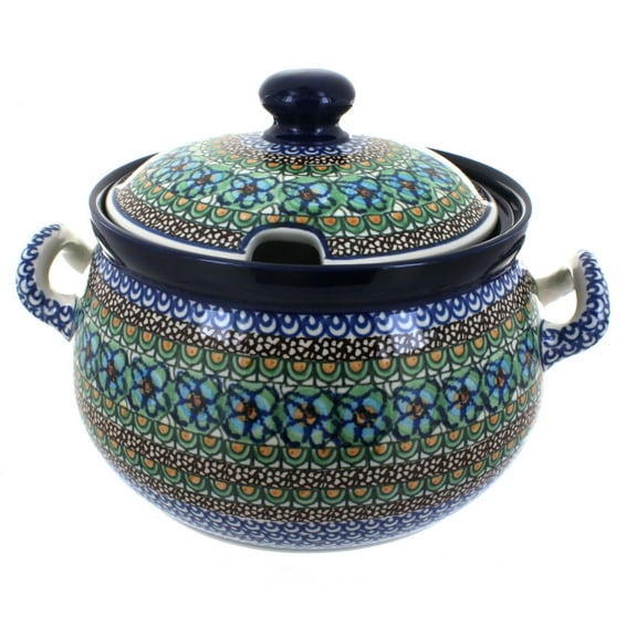 Blue Rose Polish Pottery Mardi Gras Soup Tureen