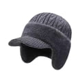 thumbnail image 4 of Gorro de invierno para hombre con orejeras, transpirable, ideal para ciclismo y jogging, regalo para papá. Gris, 4 of 9