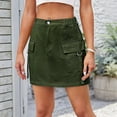 thumbnail image 4 of Deliqiba Women Cargo Mini Skirt Denim Jean Dress with Pocket  Green XL  Green, 4 of 7