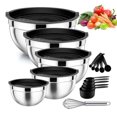 thumbnail image 1 of Juego de 5 Cuencos de Mezcla, Bowls de Cocina de Acero Inoxidable con Tapas Herm&eacute;ticas, Tama&ntilde;o de 4.5, 2.7, 1.7, 1.1Cuartos, con Juego de Taza y Cuchara Medidora, Batidor de Huev, 1 of 6