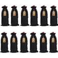 thumbnail image 1 of Nvzi 12 bolsas de regalo de vino con cordón, 13,78 × 5,9 pulgadas, reutilizables, para envolver botellas, para cumpleaños, bodas, fiestas (negras), 1 of 5