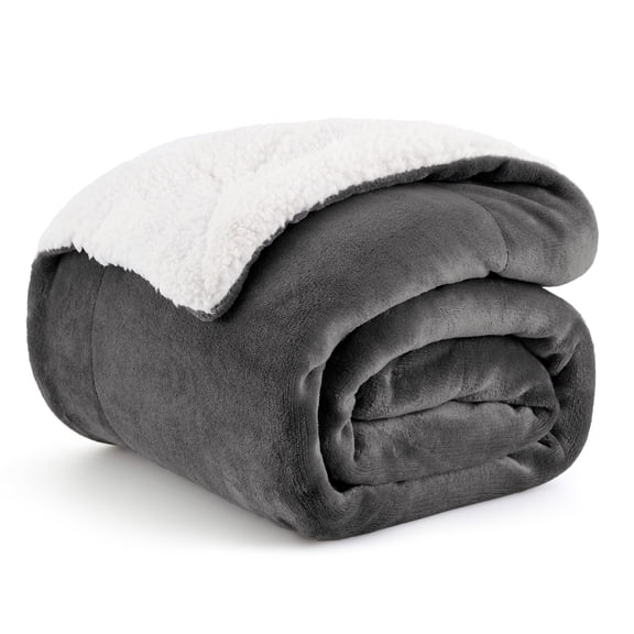 U by Bedsure Sherpa Fleece Throw Blanket Charcoal - Thick and Warm, Soft and Fuzzy Throw, 50x60 inches