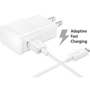 OEM Quick Fast Charger For Samsung Galaxy J7 Cell Phones [Wall Charger + 5 FT Micro USB Cable] - AFC uses dual voltages for up to 50% faster charging! - Bulk Packaging - White