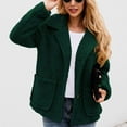 thumbnail image 6 of Fesfesfes Plush Coat for Women Fall Winter Lapel Solid Color Long Sleeve Button Plush Jacket Tops Sale on Clearance, 6 of 9