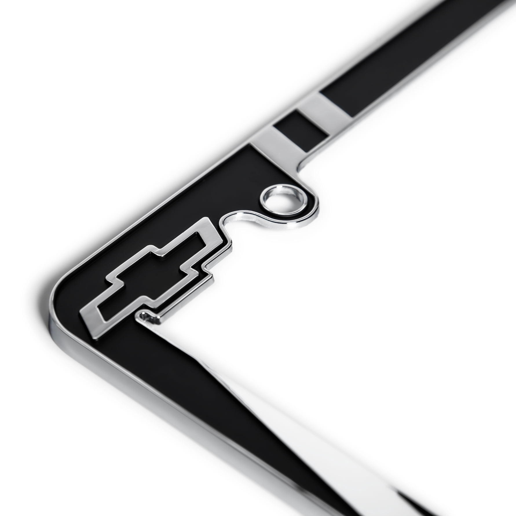 Chevrolet Stripes Metal License Plate Frame, Silver and Black