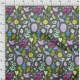 thumbnail image 4 of oneOone Cotton Cambric Gray Fabric Tropical Doodled Animals With Leaves Quilting Supplies Print Sewing Fabric By The Yard 42 Inch Wide, 4 of 4