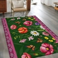 thumbnail image 2 of Spring Flowers Area Rugs 3'x5', Washable Small Throw Rugs for Living Room Bedroom, Purple Boho Farmhouse Botanical Florals Indoor Outdoor Rug Non-Slip Low Pile Carpet Runner Reversible Floor Mats, 2 of 8