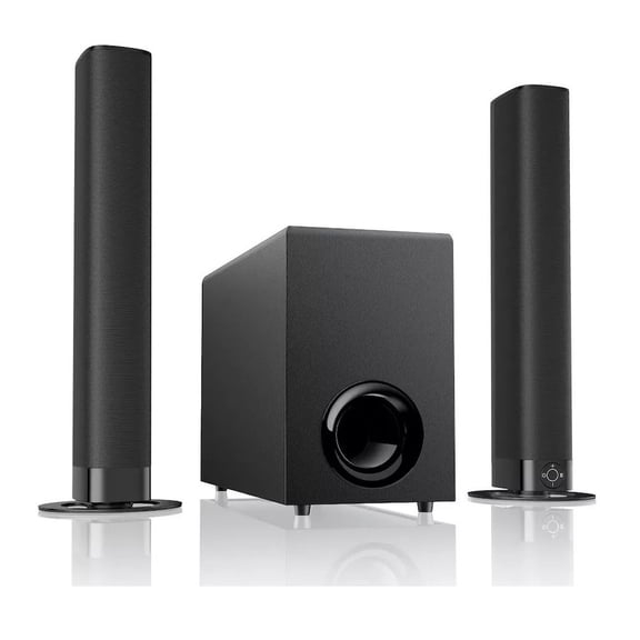 Restored MOVSSOU 120W Sound Bar with Subwoofer 5.0 Bluetooth Soundbar for Smart TV Surround Sound with Adjustable Bass KY8000E (Refurbished)