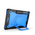 thumbnail image 5 of For Apple iPad 10th Gen 2022 Hybrid Armor 3in1 with 360 Degree Rotating Kickstand & Shoulder Strap Shockproof Cover ,Xpm Phone Case [ Black / Blue ], 5 of 6