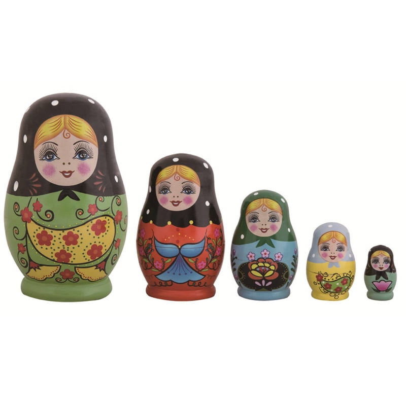 5 Nesting Fairy Girl Russian Dolls Matryoshka Toys Wooden Dolls Set L