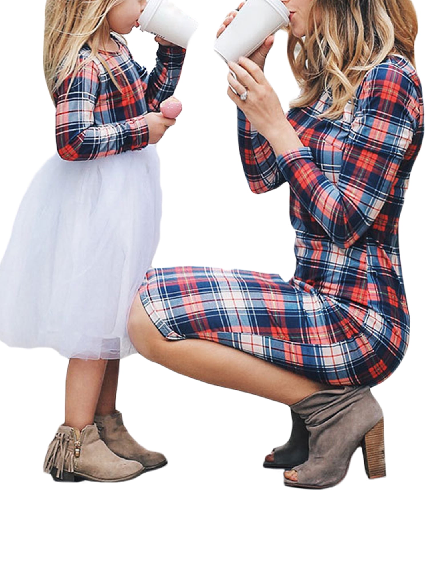 mommy and me plaid dresses