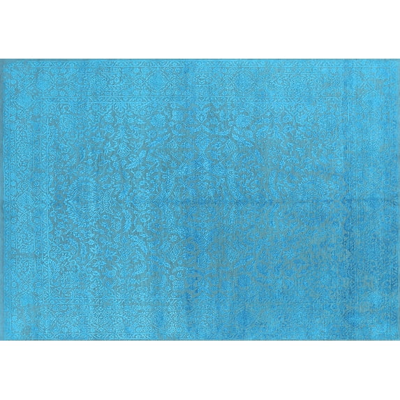 Ahgly Company Indoor Rectangle Oriental Light Blue Industrial Area Rugs, 2' x 3'