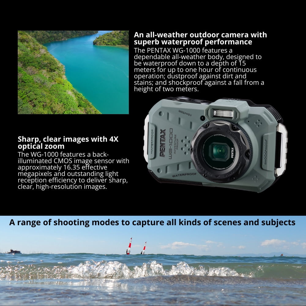 Pentax WG-1000 All-Weather Compact Camera with 4x Optical Zoom and