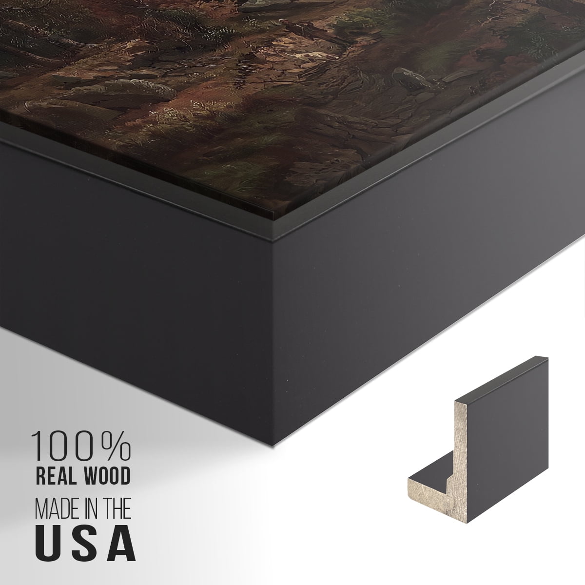 Vintage Landscape-CCCXXX By Wexford Home Framed in Black Wood Gallery Wrapped Canvas 25 in. x 37 in.
