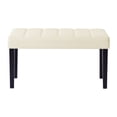 thumbnail image 3 of CorLiving California Faux Leather Square Tufted Bench with Wood Legs, White, 3 of 8