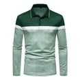 thumbnail image 1 of PEASKJP Polos pour Hommes Manches Longues Légers Mode Décontractée Coton Basiques, Vert TG, 1 of 5