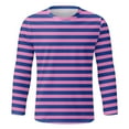 thumbnail image 4 of GBSYEWXS Tops For Men Crew Neck Long Sleeve Striped Print T-Shirts Soft Work Tee Pink, 4 of 4