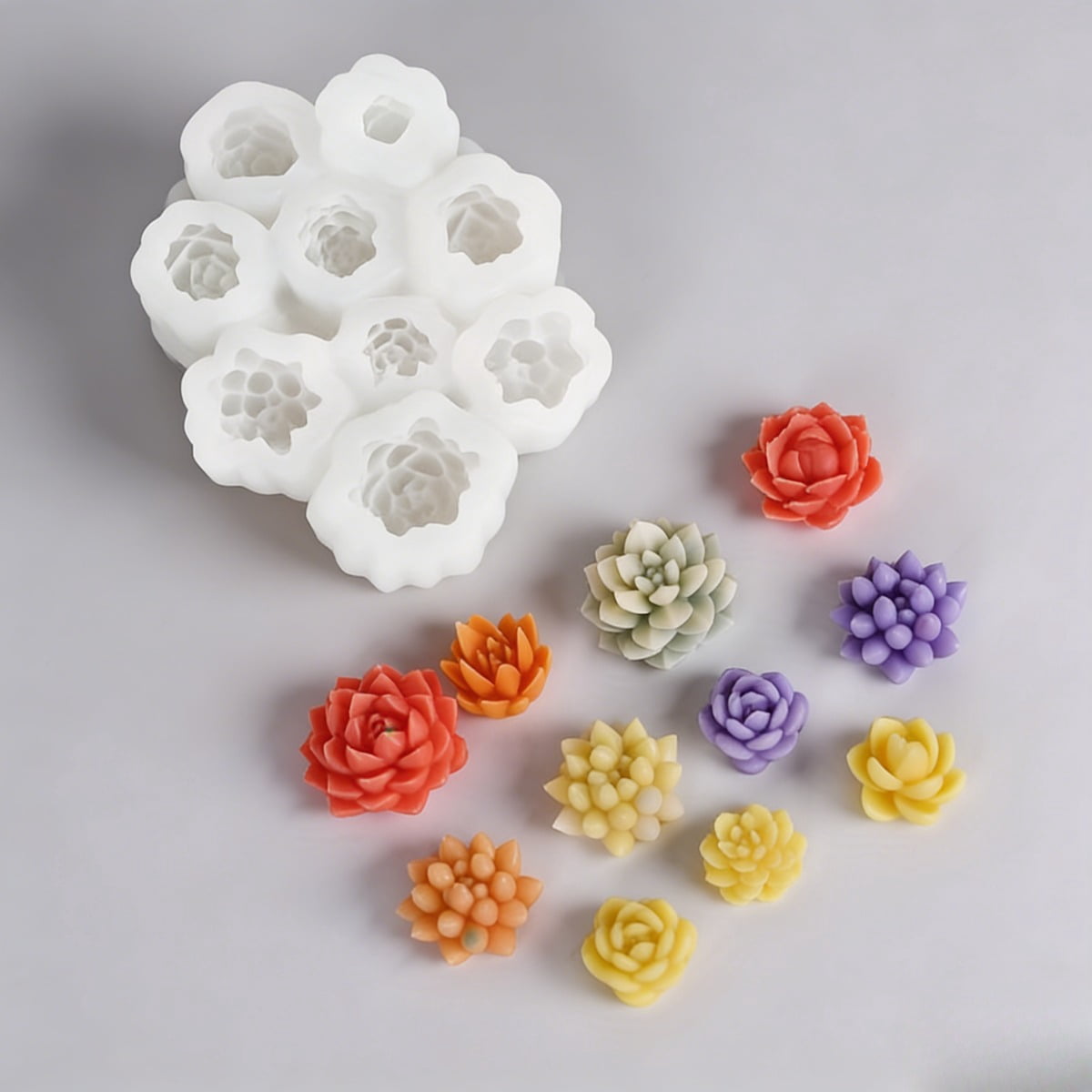 2 Piece Succulent Scented Candle Silicone Molds – 18 Cavity Flower Resin Molds, 3D Cactus Candle Molds, Perfect for Scented Candles, Soap, Wax, Resin Pouring, and Soap Cake Dessert Mousse Molds.