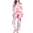 thumbnail image 4 of TaTaai Women's Printed Lapel Pajama Set, Long Sleeve Casual Top and Pants, Two Piece Loungewear, Valentine's Day Sleepwear Gift, 4 of 8