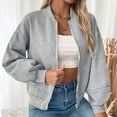 thumbnail image 2 of Wensltd Women Solid Color Short Jacket Full Zip Up Long Sleeve Lightweight Casual Athletic Coat Tops Gray, 2 of 7
