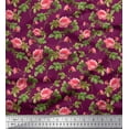 thumbnail image 1 of Soimoi Cotton Cambric Fabric Leaves & Peony Floral Decor Fabric Printed Yard 56 Inch Wide, 1 of 3