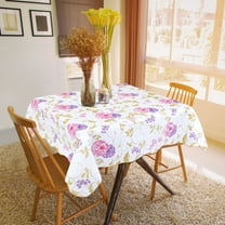 PiccoCasa Vinyl Tablecloth 53" x 53" Pink Purple Flower Print Waterproof