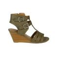thumbnail image 2 of City Classified BK11 Women Leatherette Strappy Buckle Open Toe Wedge Sandal, 2 of 5