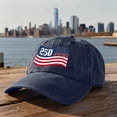 thumbnail image 4 of Trgacdwlo USA 250th Anniversary Hat Unisex Adjustable Embroidered Patriotic Hats Independence Day Distressed Vintage Baseball Cap Blue, 4 of 5