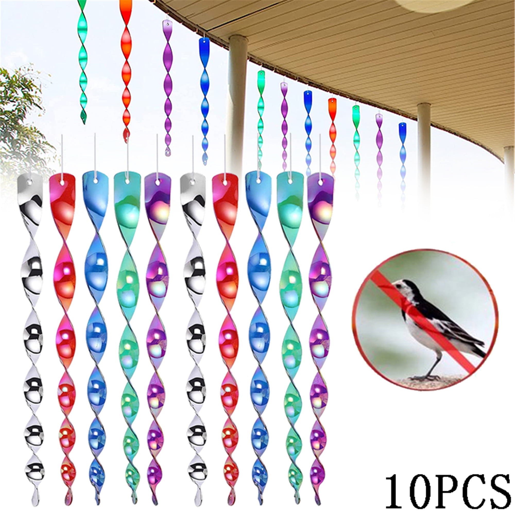 Elbourn Large 12Inch Bird Repellent Reflective Scare Rods Ornamental