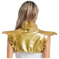 thumbnail image 2 of Oyolan Womens Metallic Shiny Leather Armor Shrug Steampunk Gothic Shoulder Epaulet Collared Pauldron Gold XL, 2 of 5