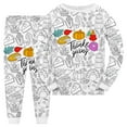 thumbnail image 4 of XAOFW Girls Outfits Kid Thanksgiving Diy Hand Painted Colouring Long Sleeve Letter Printing Cartoon Graphic O-Neck Soft Cozy Breathable Lightweight Casual Daily Wear Sets, 4 of 8