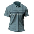 thumbnail image 4 of Cuoff Men's golf shirt casual sports V-neck short-sleeved polo shirt Cyan 2X, 4 of 4
