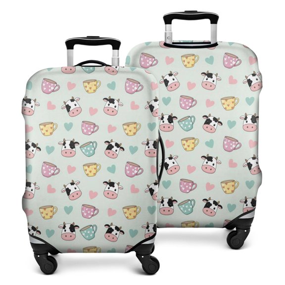 Green Cow Cup Pattern Luggage Cover Fashion Suitcase Cover Baggage Covers Fit 25-28 Inch Luggage (Go Travel)