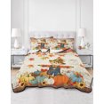 thumbnail image 2 of Quilts Queen Size Bedding Set, Boho Fall Scarecrows Reversible Summer Quilt 3 Pieces, Thanksgiving Autumn Pumpkins Maple Leaf Lightweight Bedspreads Coverlets with 2 Pillow Shams for All Seasons, 2 of 5