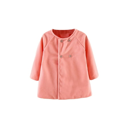 

Licupiee Toddler Kids Baby Girls Warm Wool Trench Coat Buttoned Windbreaker Winter Warm Jacket Overcoat Cloak 0-5Y