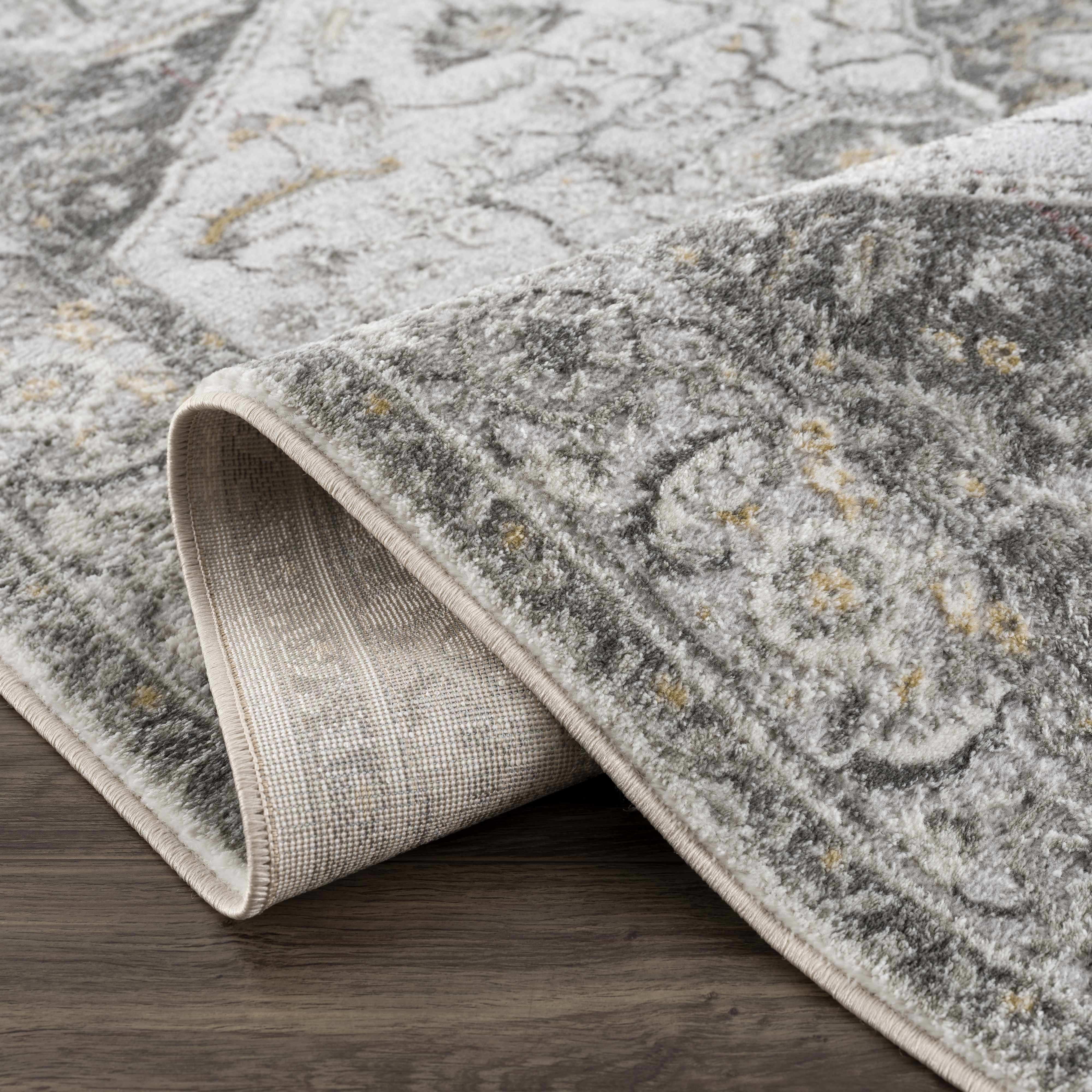 Hauteloom Liverpool Traditional Medallion Bedroom Living Room Area Rug - Oriental Carpet - Vintage Bohemian Farmhouse - Brown, Grey - 6'7" x 9'