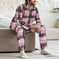 thumbnail image 7 of Yiaed Heart Plaid Print Men’s Pajamas Set - Long Sleeve Button Down Sleep Shirt and Pajama Bottoms Sleepwear Set Mens Pjs Sets Men's Pajama Bottoms-Medium, 7 of 7