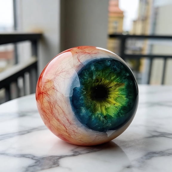 Darzheoy Realistic Eyeball Ornament Gothic Resin Desk Decor Dark Art Sculpture Gift for Horror Fans Collectors 1pc